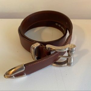 RUSTIC VINTAGE GENUINE LEATHER BELT SILVER BUCKLE
